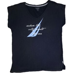 Nautica Navy Tee with Light Blue Sail Design